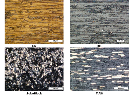Morphology of coating layers after functional tests